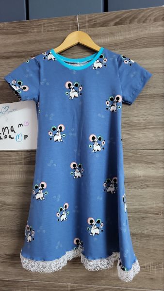 Blue dress with mesh end