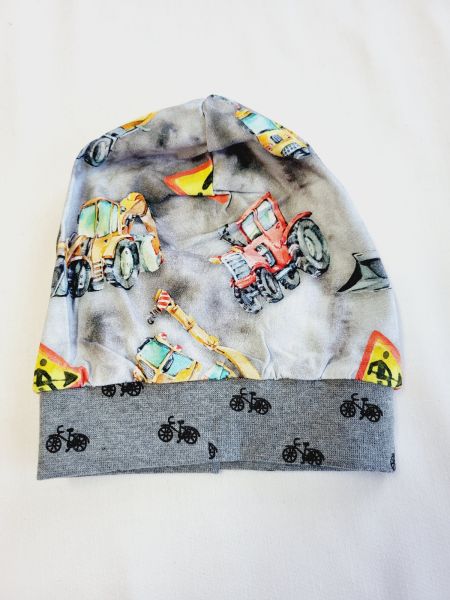 Marie beenie gray tractor 9mo-3y